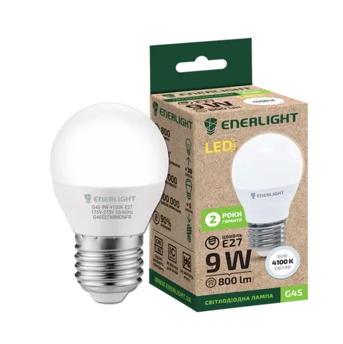 Лампа LED ENERLIGHT Е27 9Вт G45 4100К Лампа LED ENERLIGHT Е27 9Вт G45 4100К