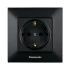 Розетка PANASONIC Arkedia Slim черная 1-я с заземлением WNTC0202-2BL