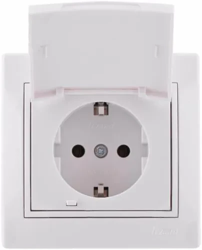 Розетка LEZARD Mira 1-я белая с заземлением, с крышкой 701-0202-123B Розетка LEZARD Mira 1-я белая с заземлением, с крышкой 701-0202-123B
