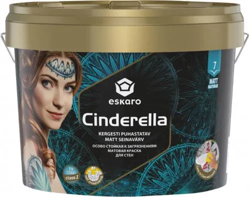 Краска ESKARO Cinderella 2,7л матовая для стен и потолков. Краска ESKARO Cinderella 2,7л матовая для стен и потолков.