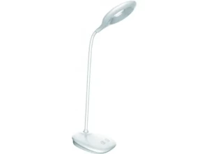 Лампа настольная LED Luxel 6W 200Lm 4000K D белая + ночн.USB каб.TL-04W