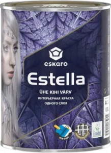 Краска ESKARO Estella 0,9л матовая для стен и потолков.