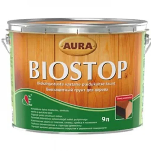 Грунтовка биозащитная AURA Biostop для дерева бесцветная (9 л) Грунтовка биозащитная AURA Biostop для дерева бесцветная (9 л)