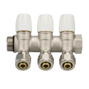 Коллектор KARRO 3/4*16*3 с перекрывающим вентилем белый косой