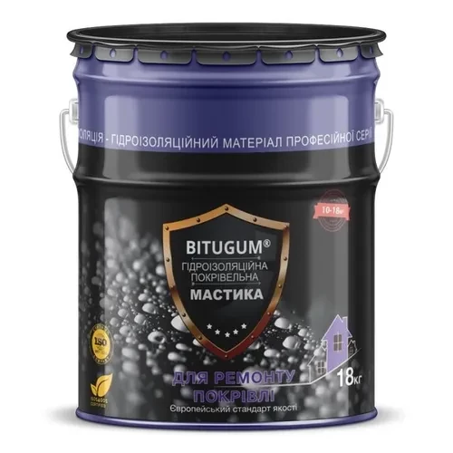 Мастика битумная Bitugum Гидроизоляция кровли 18кг Мастика битумная Bitugum Гидроизоляция кровли 18кг