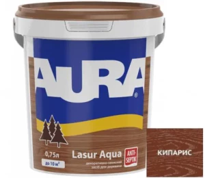 Деревозащитное средство AURA Lasur Aqua акриловое 0,75л кипарис.