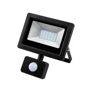 Прожектор LED 20W черный с белым датчиком движения