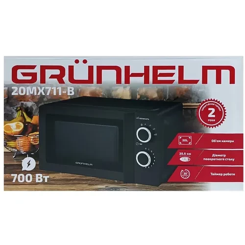 Микроволновая печь GRUNHELM 20MX711-B (черная) 20л 700Вт механическая Микроволновая печь GRUNHELM 20MX711-B (черная) 20л 700Вт механическая