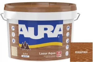 Деревозащитное средство AURA Lasur Aqua акриловый 2,5л каштан.