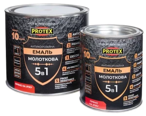 Краска молотковая 5 в 1 PROTEX Hammer Paint 2,0кг графит