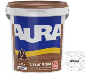 Деревозащитное средство AURA Lasur Aqua акриловое 0,75л белый.