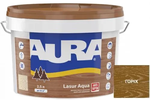 Деревозащитное средство AURA Lasur Aqua акриловое 2,5л орех Деревозащитное средство AURA Lasur Aqua акриловое 2,5л орех