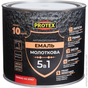 Краска молотковая 5 в 1 PROTEX Hammer Paint 2,0кг серая