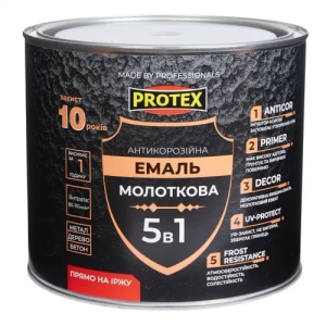 Краска молотковая 5 в 1 PROTEX Hammer Paint 0,75кг серая