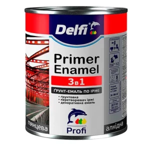 Грунт-эмаль 3 в 1 DELFI по ржавчине 2,8 кг графит